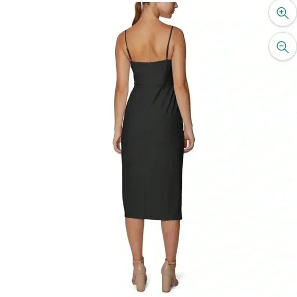 Laundry by Shelli  Segal black stretch crepe midi cocktail party dress sz 16 - Picture 8 of 9